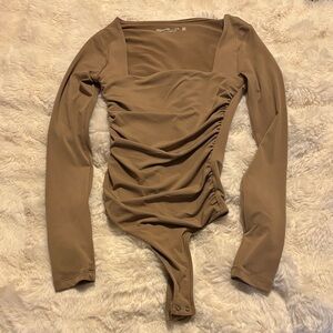 Abercrombie Square-Neck Long Sleeve Ruched Bodysuit